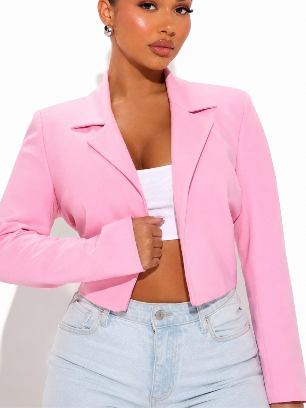 Fashion Nova Pink Cropped Blazer